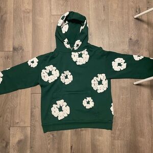 Green Floral Hoodie Sweater